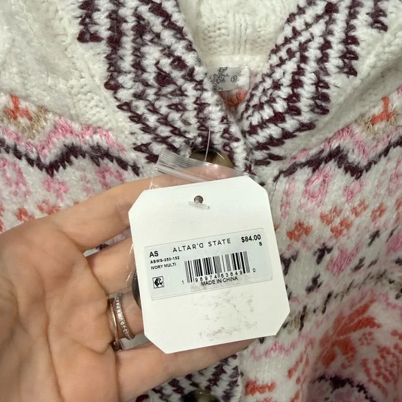 Altar'd State Pink and Orange V-Neck Sweater - Picture 6 of 8